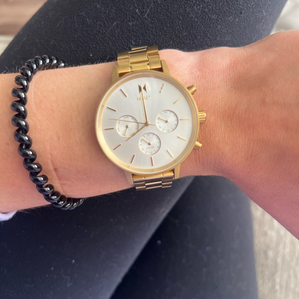 MVMT Women’s Quartz Chronograph Nova Solis Gold White Dial Watch Stainless Steel